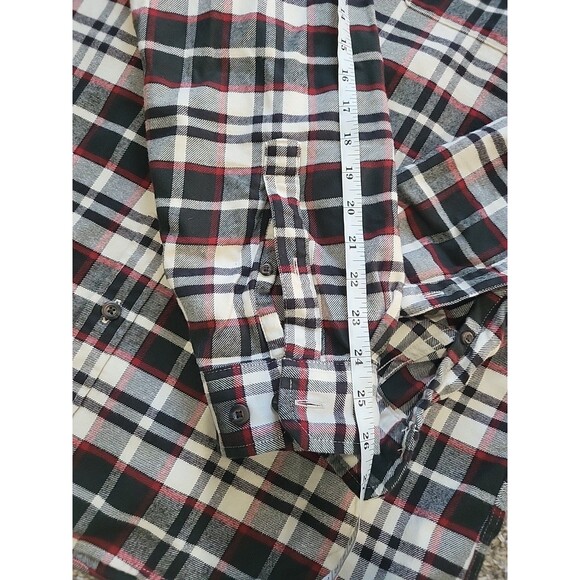 EDDIE BAUER Relaxed Fit Gray/Red Plaid Button Down Flannel Shirt Men's Size TL - Picture 10 of 14